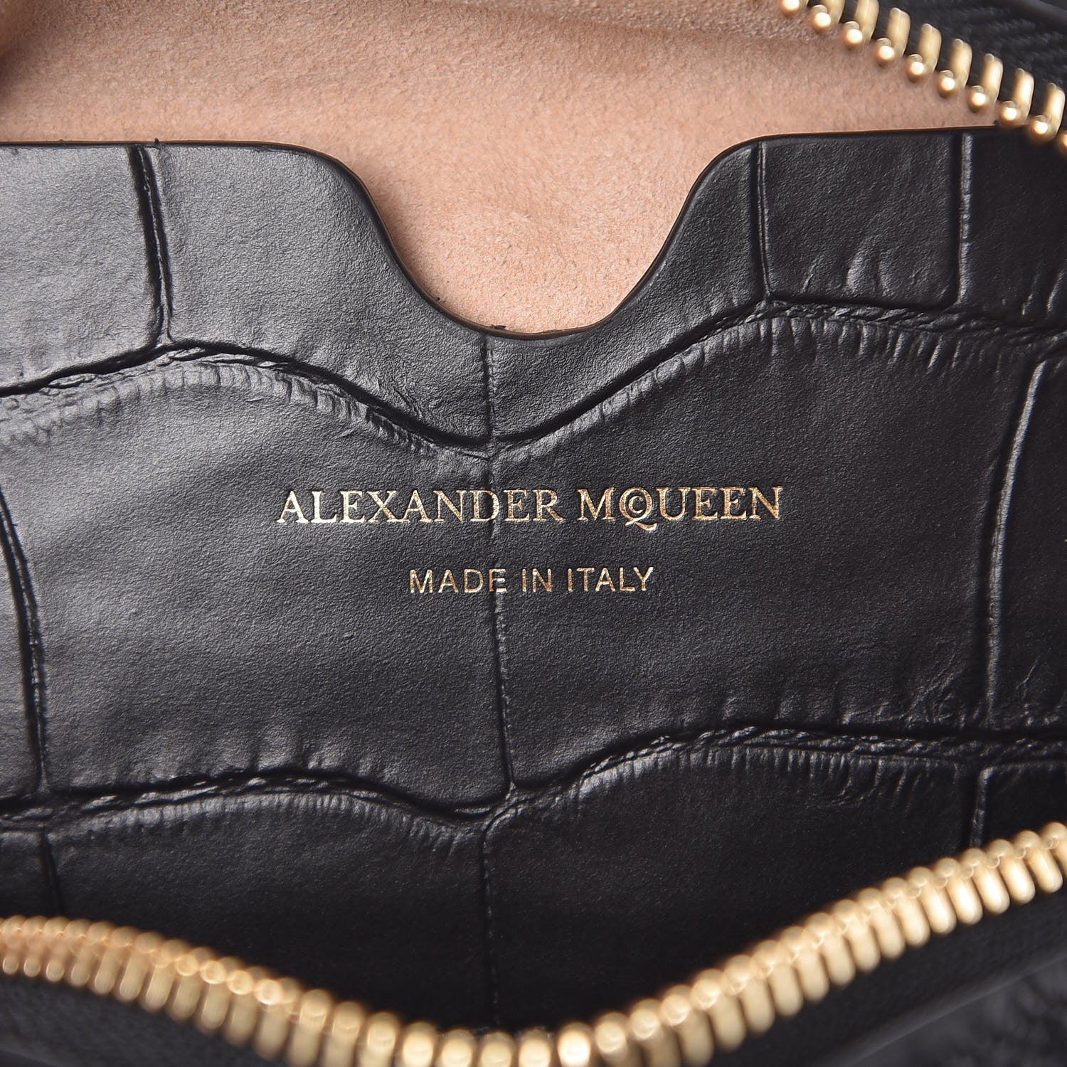 Alexander McQueen Calfskin Crocodile Embossed Camera Shoulder Bag Black 6 of 6