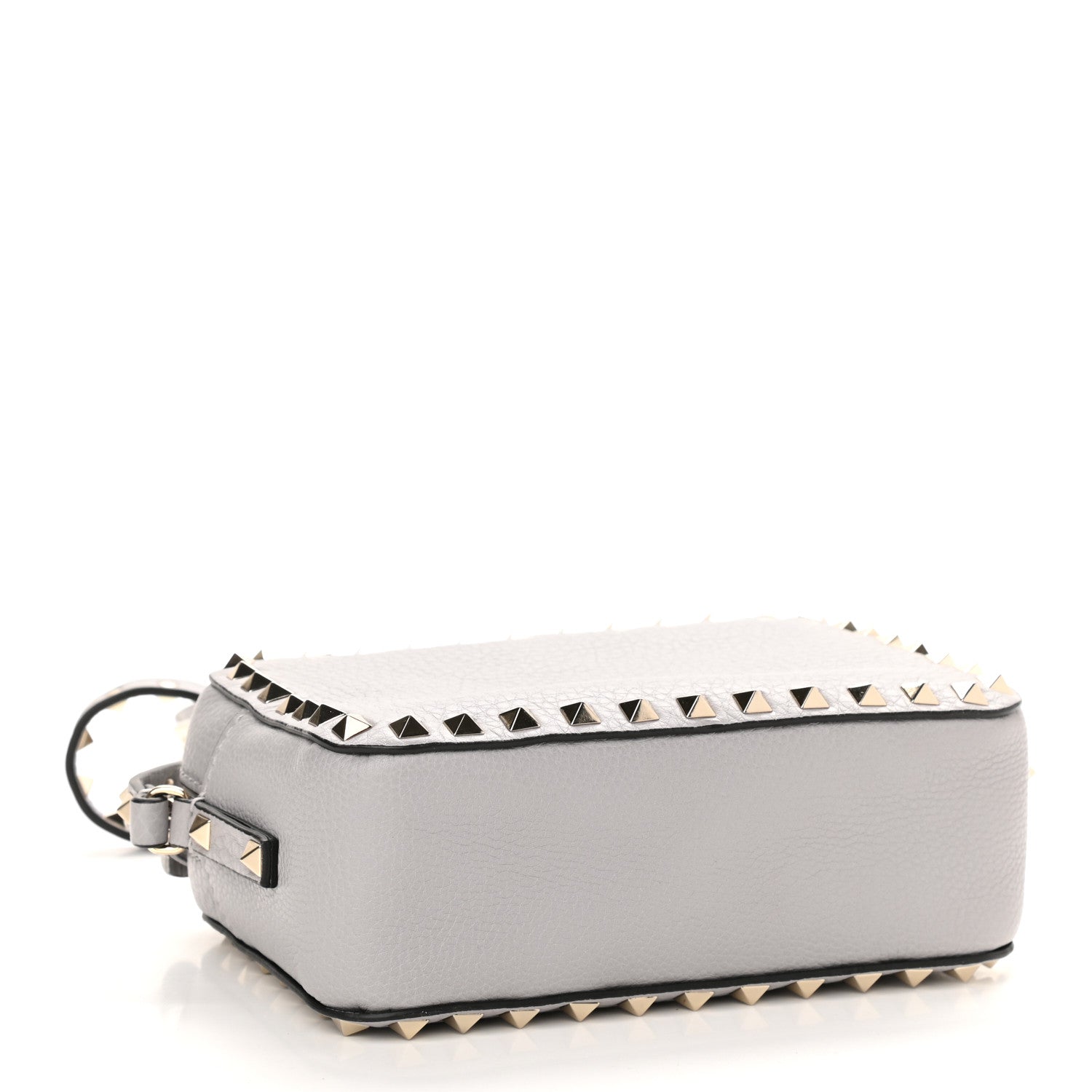 Valentino Garavani Pebbled Calfskin Rockstud Camera Crossbody Bag Grey 4 of 9
