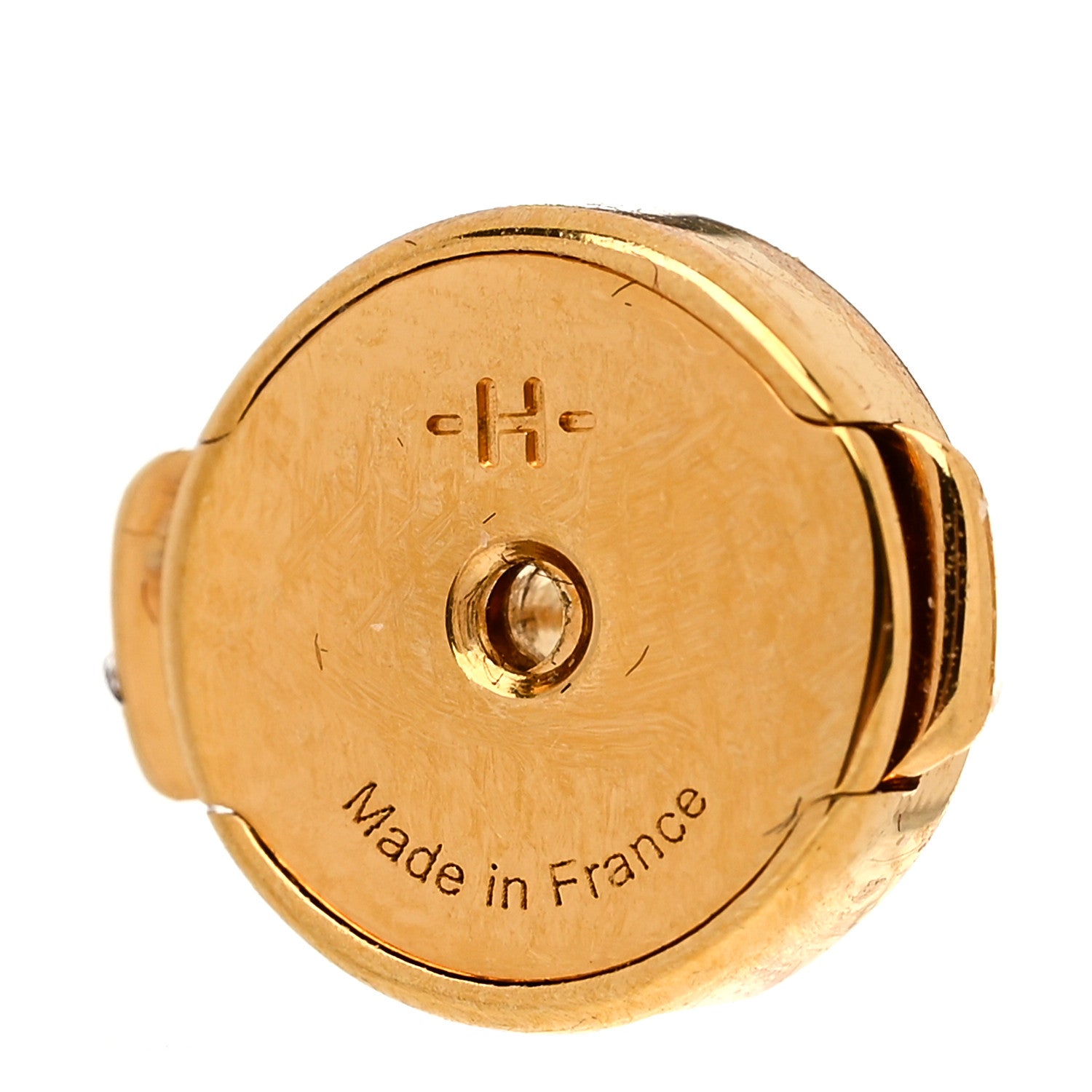 Hermes Gold Lacquered Cage d'H Earrings Bleu Transat 4 of 6