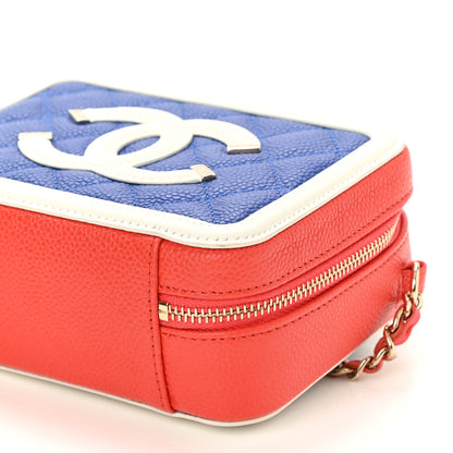 Chanel Caviar Quilted Filigree Vanity Clutch With Chain Blue White Red 9 of 9
