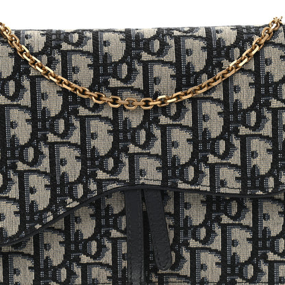 Christian Dior Oblique Saddle Chain Pouch Blue 8 of 11