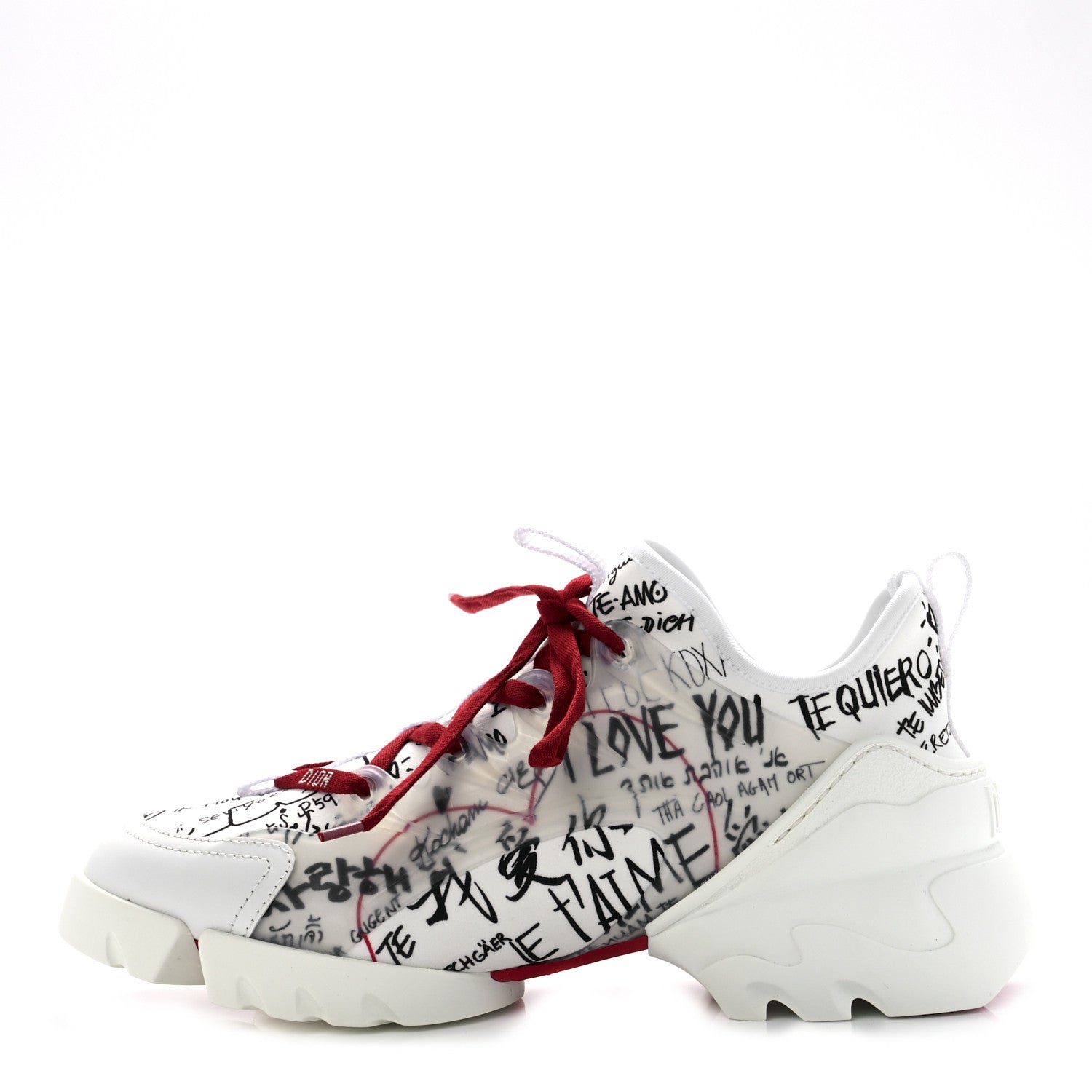 Christian Dior Neoprene Rubber Dioramour Womens D-Connect Sneakers 38 White Red 1 of 8