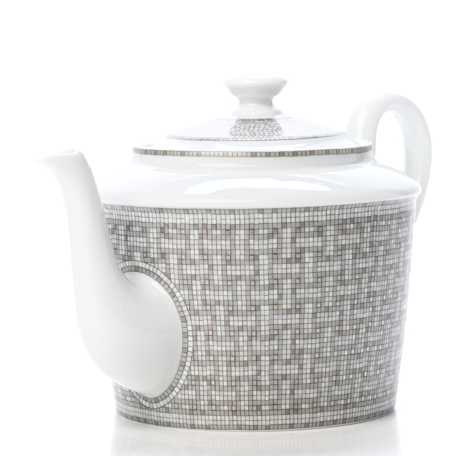 Hermes Porcelain Mosaique Au 24 Platine Coffee/Tea Pot Platinum 2 of 6