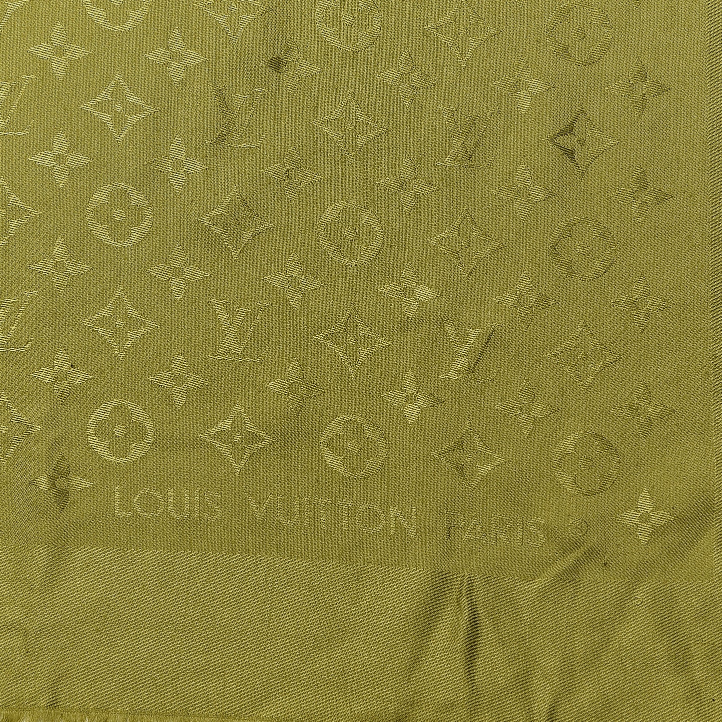 Wool Silk Monogram Shawl Green