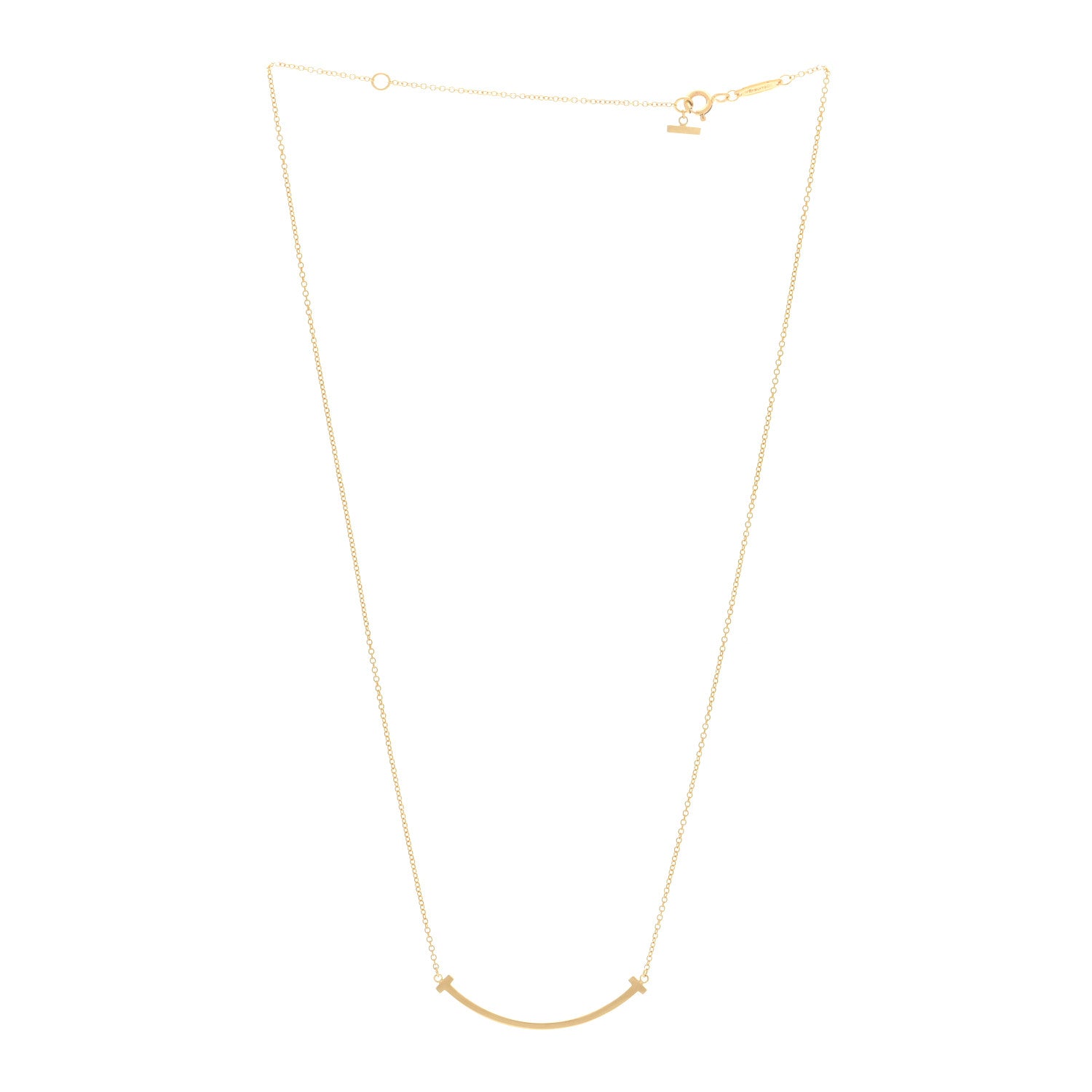 Tiffany 18K Yellow Gold Small T Smile Pendant Necklace 3 of 4