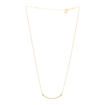 Tiffany 18K Yellow Gold Small T Smile Pendant Necklace 3 of 4