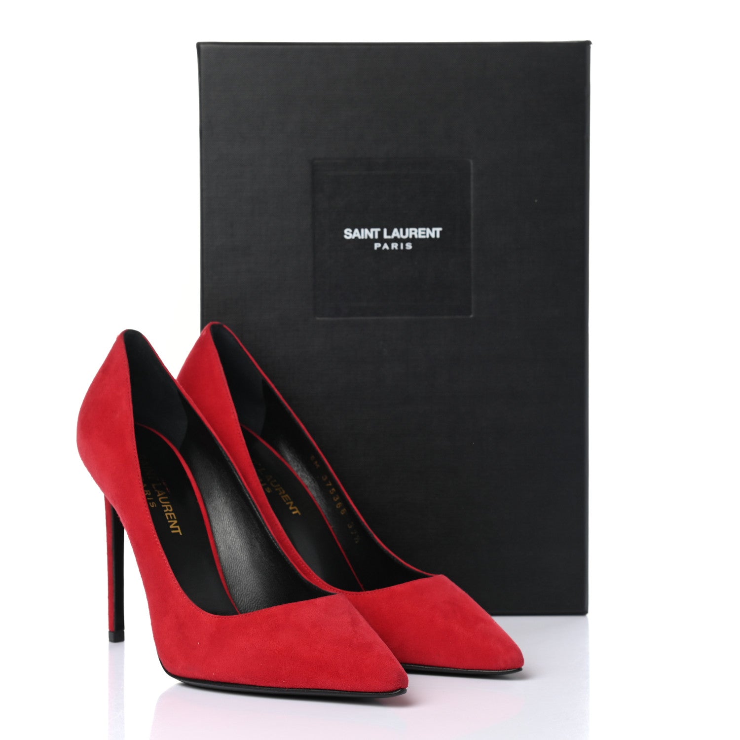Saint Laurent Kid Scamosciato Classic Paris 105 Skinny Pumps 37.5 New Red 12 of 12