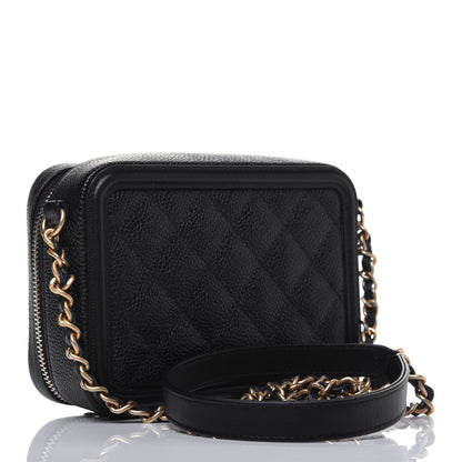 Chanel Caviar Quilted CC Filigree Vanity Clutch With Chain Black 3 of 11