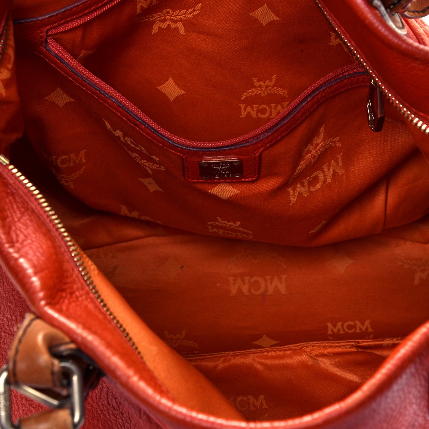 MCM Calfskin Ottomar Monogram Tote Orange 4 of 7