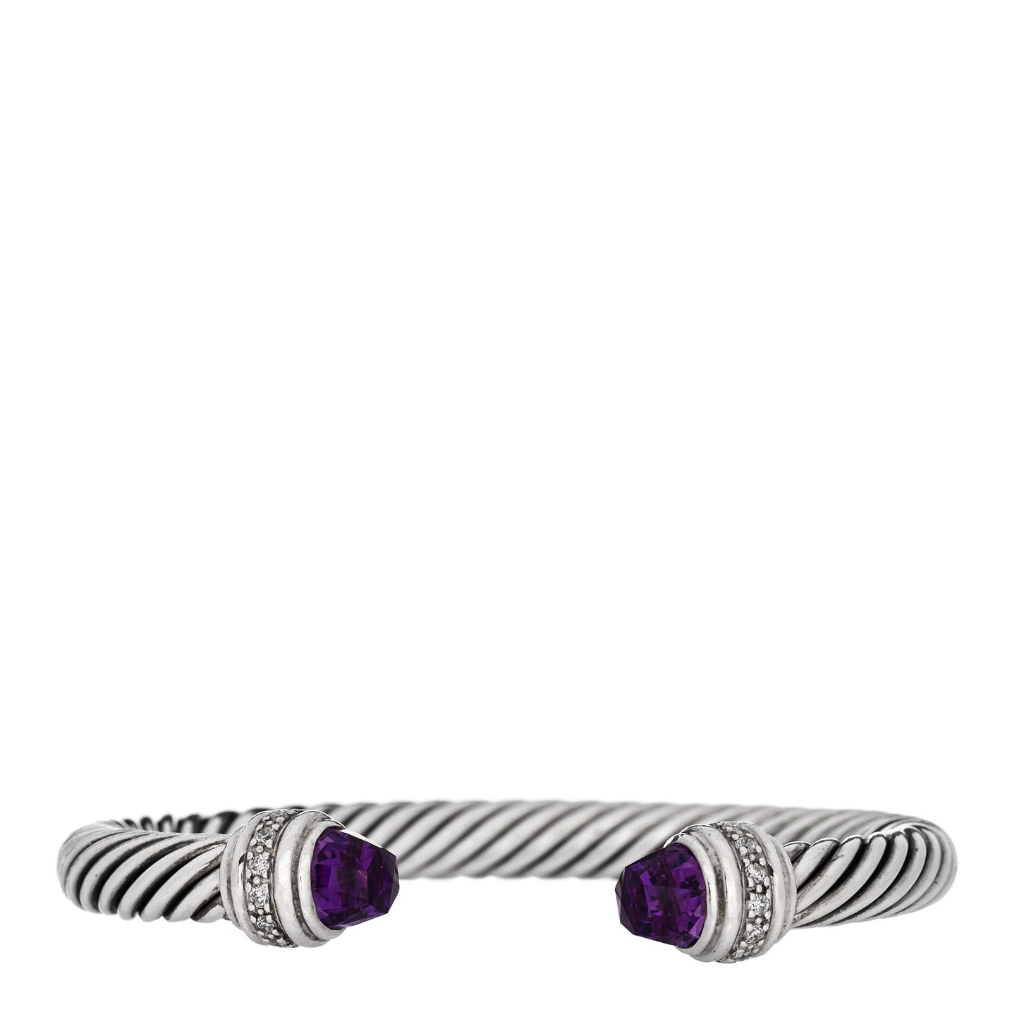 Sterling Silver Diamond Amethyst 7mm Cable Classics Bracelet