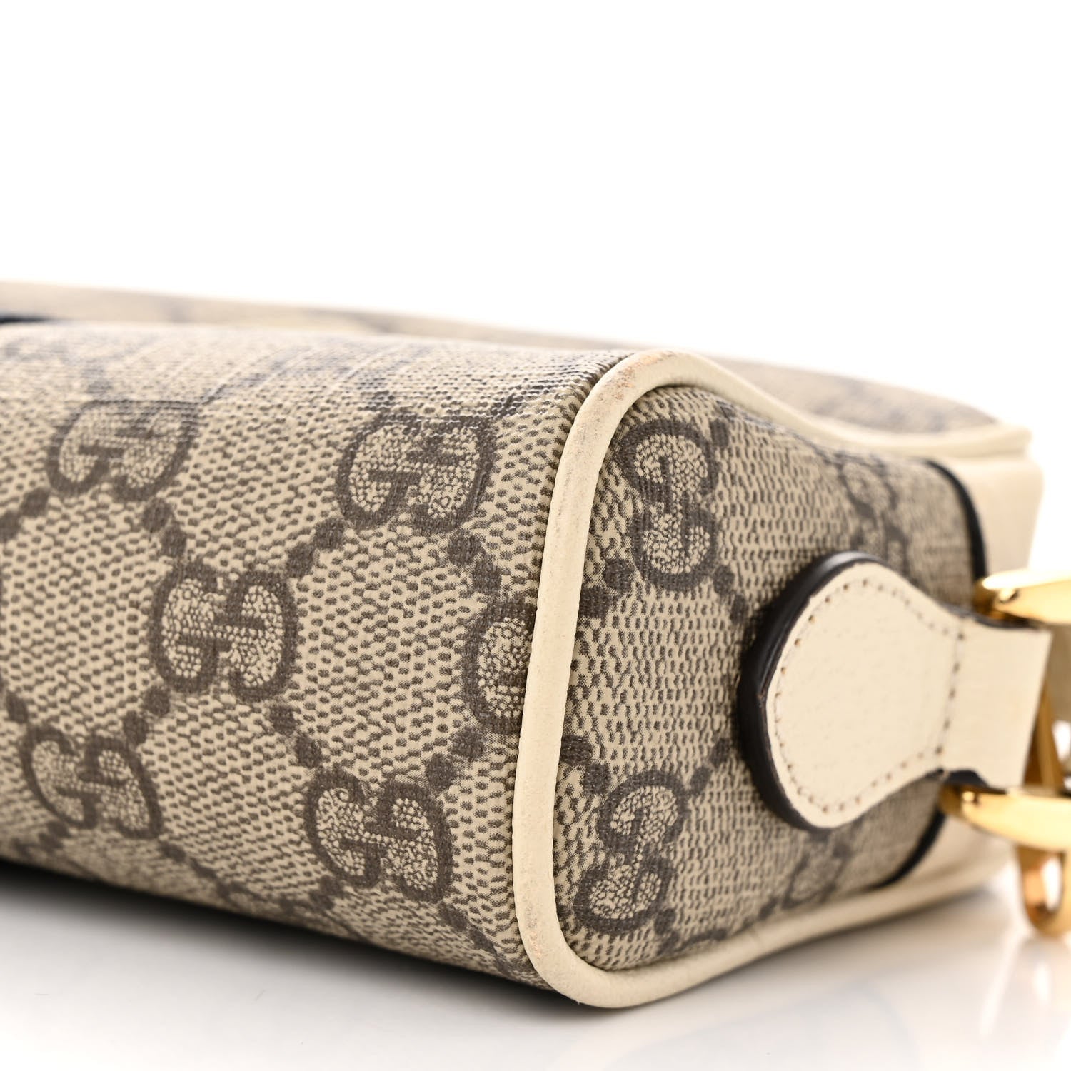 Gucci GG Supreme Monogram Textured Calfskin Web Mini Ophidia Shoulder Bag Beige Ebony Mystic White 10 of 17