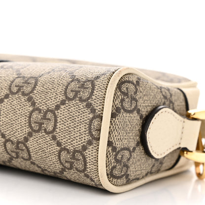 Gucci GG Supreme Monogram Textured Calfskin Web Mini Ophidia Shoulder Bag Beige Ebony Mystic White 10 of 17