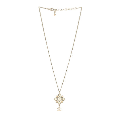 Chanel Crystal CC Drop Pendant Necklace Silver 3 of 5