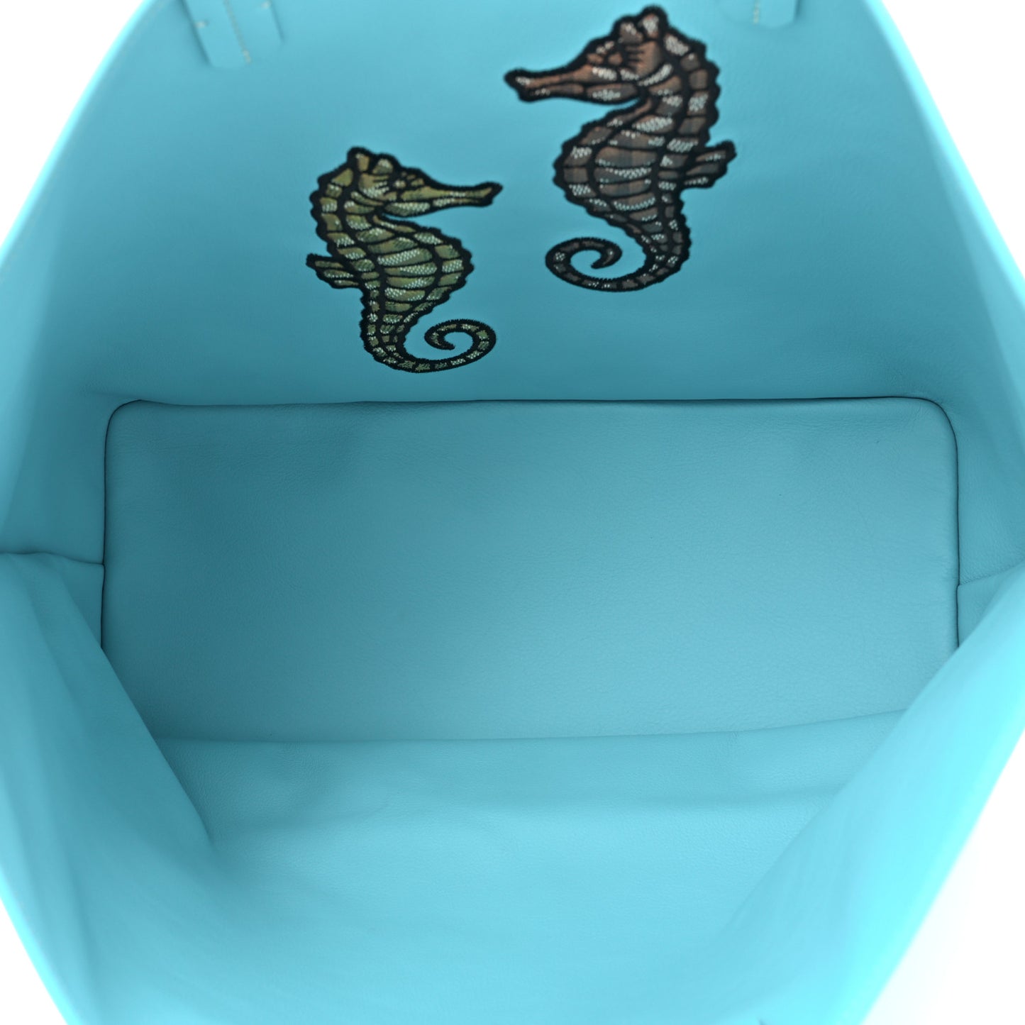Goyardine Embroidered Seahorse Reversible Anjou PM Turquoise