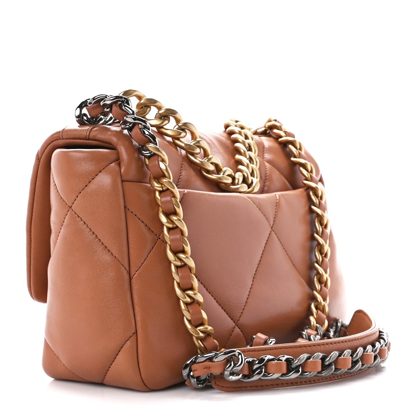 Lambskin Quilted Medium Chanel 19 Flap Brown