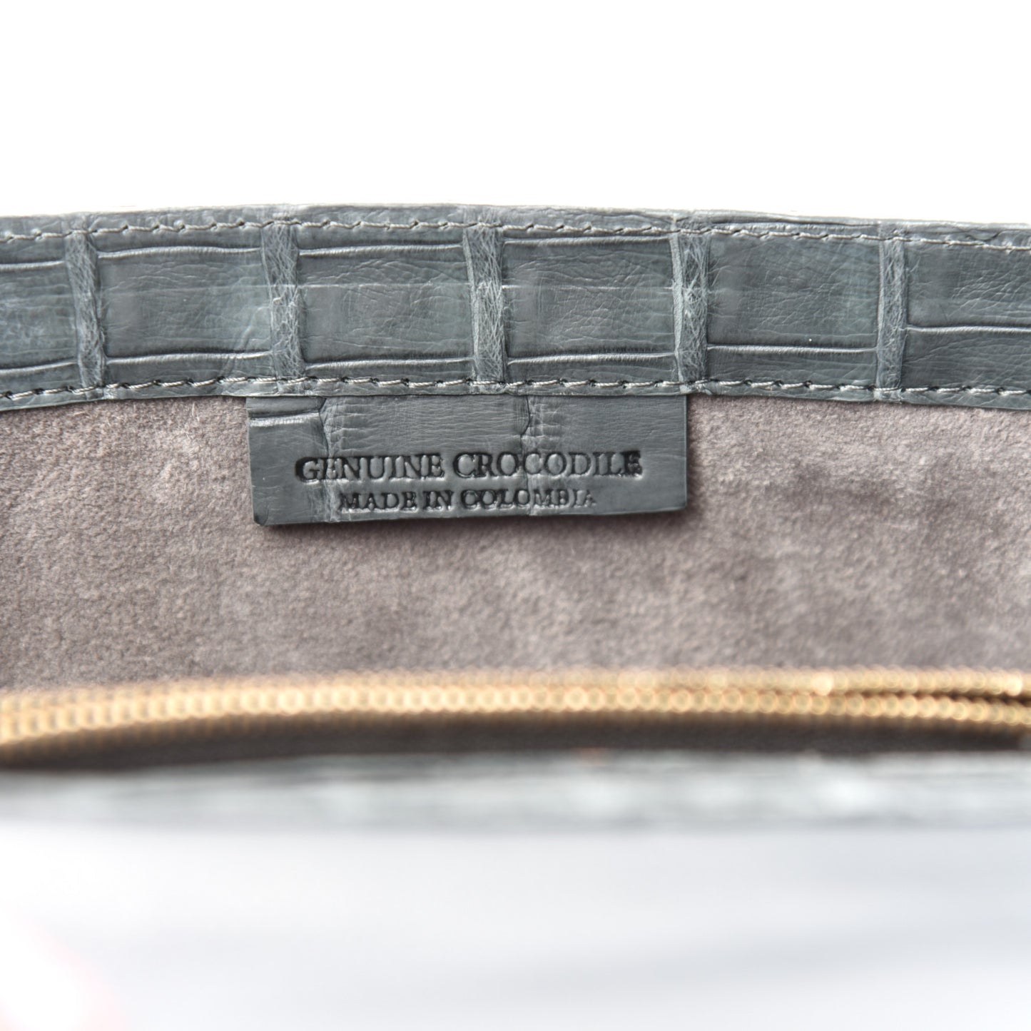Crocodile Gotham Flap Clutch Grey