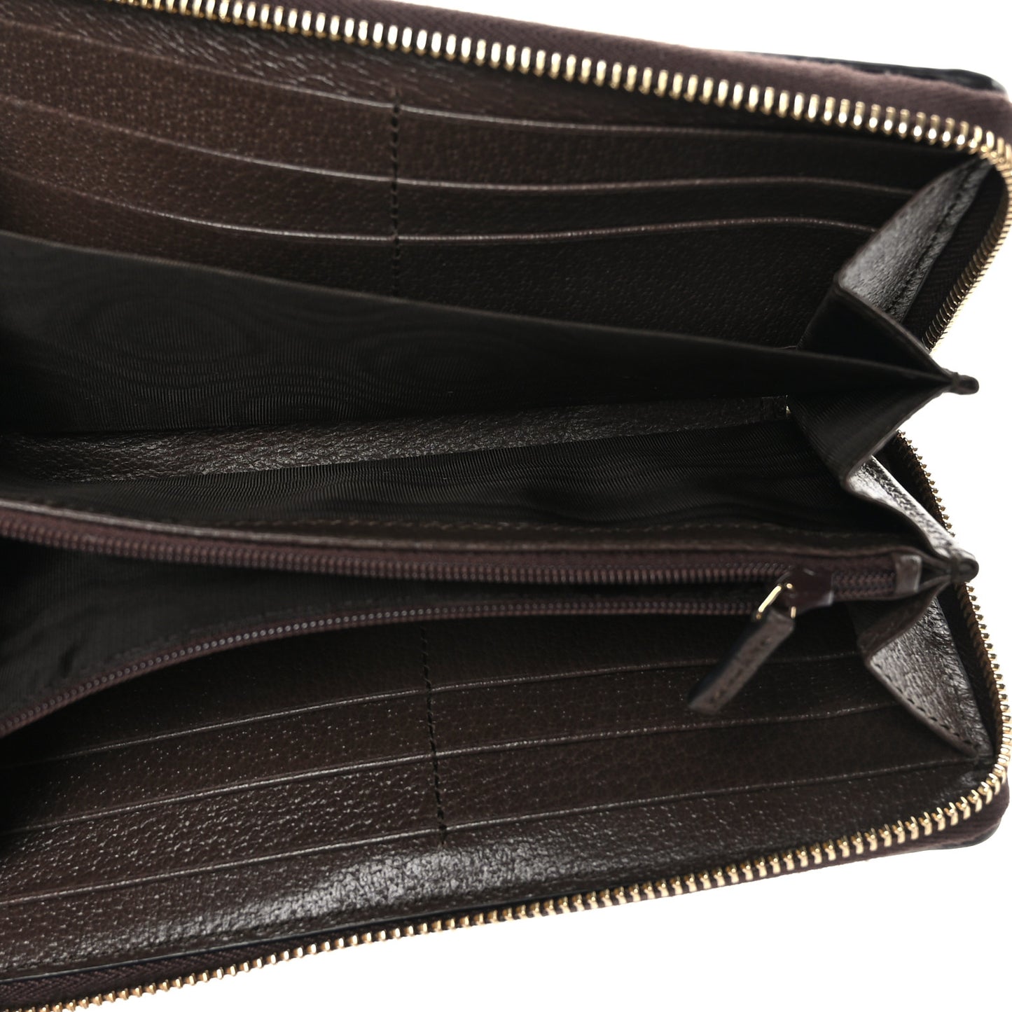 GG Supreme Monogram Web Ophidia Zip Around Wallet Brown