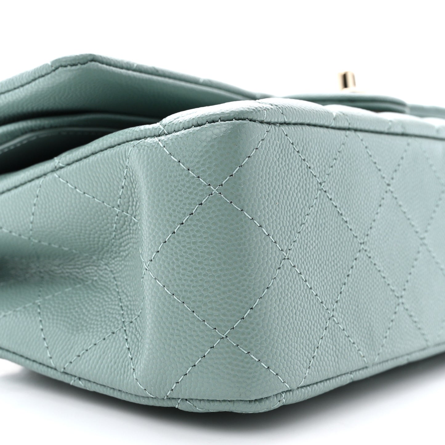 Caviar Quilted Medium Double Flap Dark Green