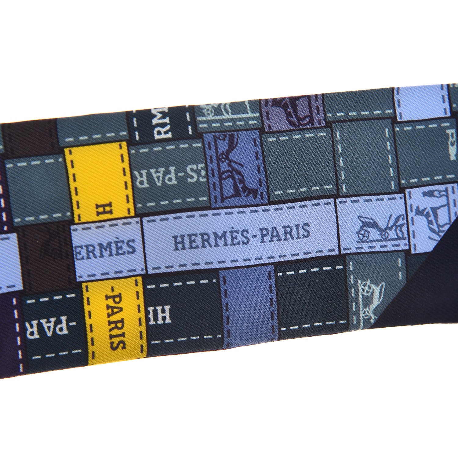 Hermes Silk Bolduc Au Carre Twilly Vert Bleu Jaune Vif 5 of 5