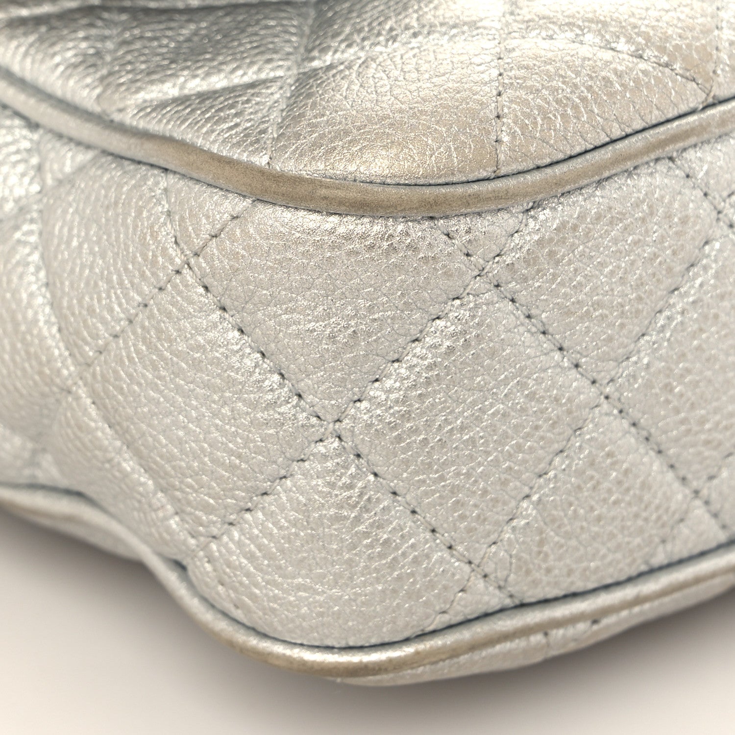 Chanel Metallic Grained Calfskin Quilted Small Casual Rock Flap Silver 8 of 19