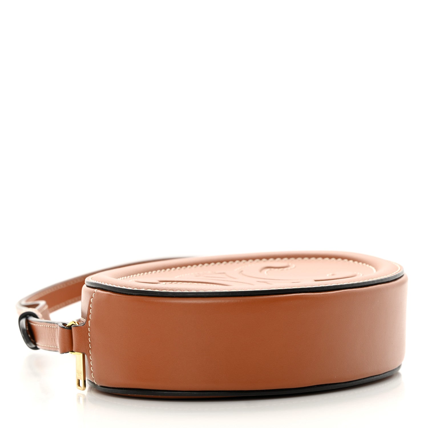 Celine Smooth Calfskin Cuir Small Triomphe Oval Crossbody Purse Tan 4 of 11