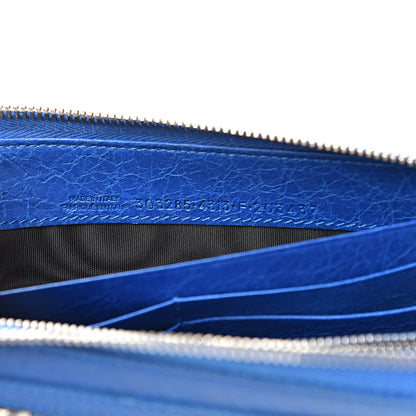 Balenciaga Agneau Giant 12 Silver Hardware Continental Zip Around Wallet Bleu Lazuli 7 of 11