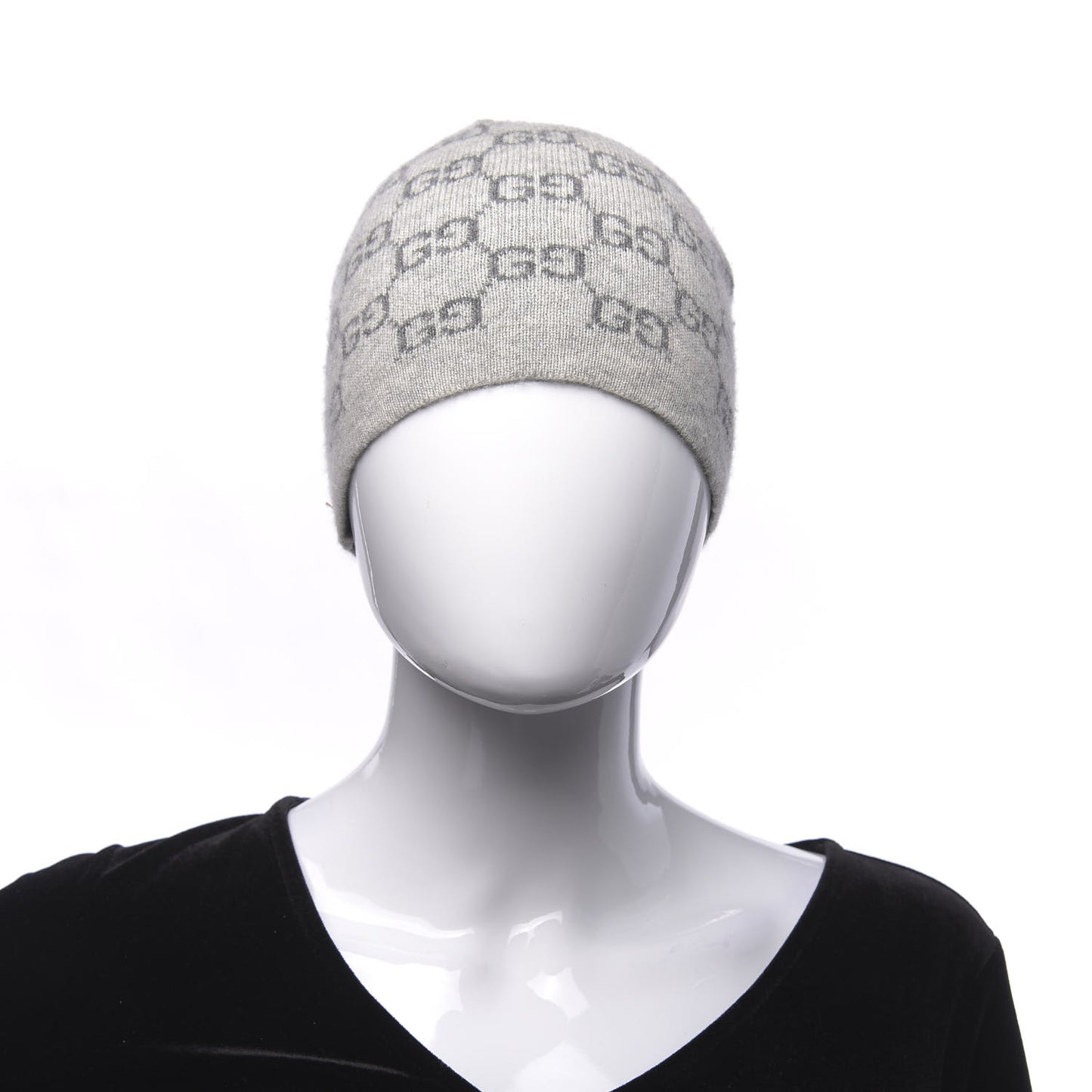 Cashmere GG Monogram Beanie Hat Grey