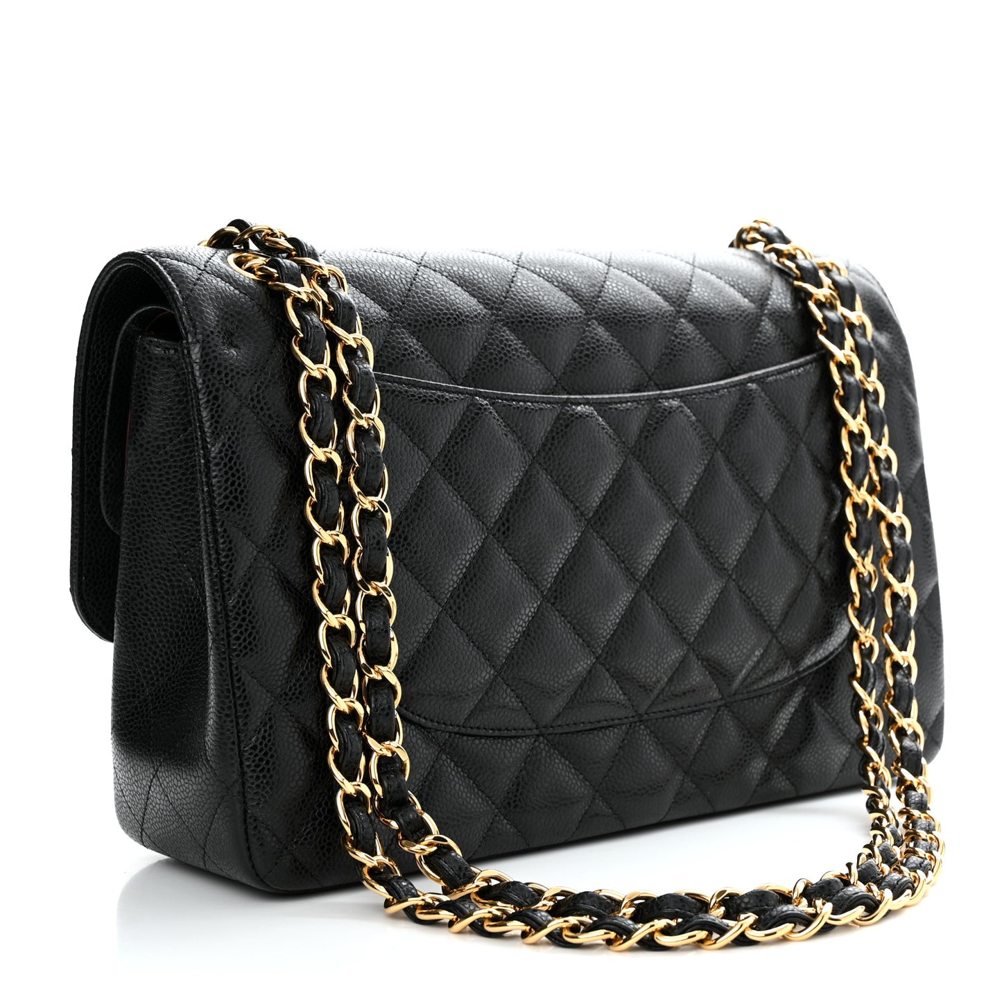 Caviar Quilted Jumbo Double Flap Black