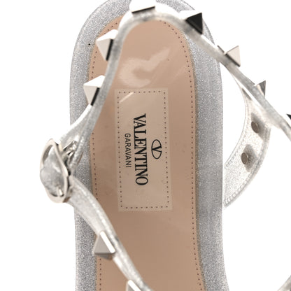 Valentino Garavani PVC Jelly Glitter Rockstud Caged Sandals 40 Silver 7 of 8