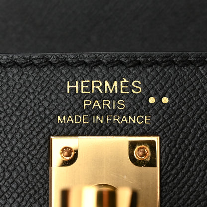 Hermes Madame Calfskin Shiny Niloticus Crocodile Kelly Sellier Touch 25 Black 6 of 11