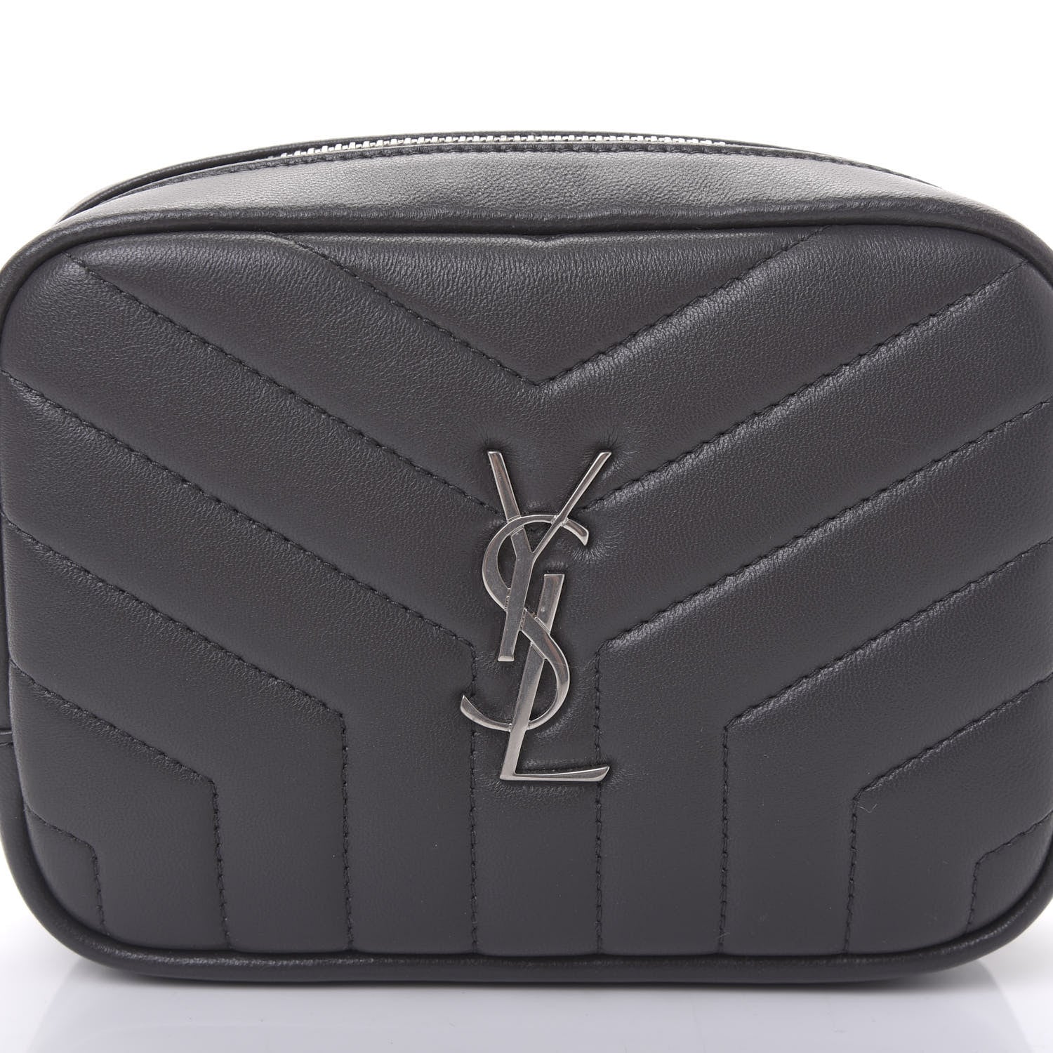 Saint Laurent Lambskin Y Quilted Monogram Loulou Cosmetic Case Asphalt Grey 9 of 9