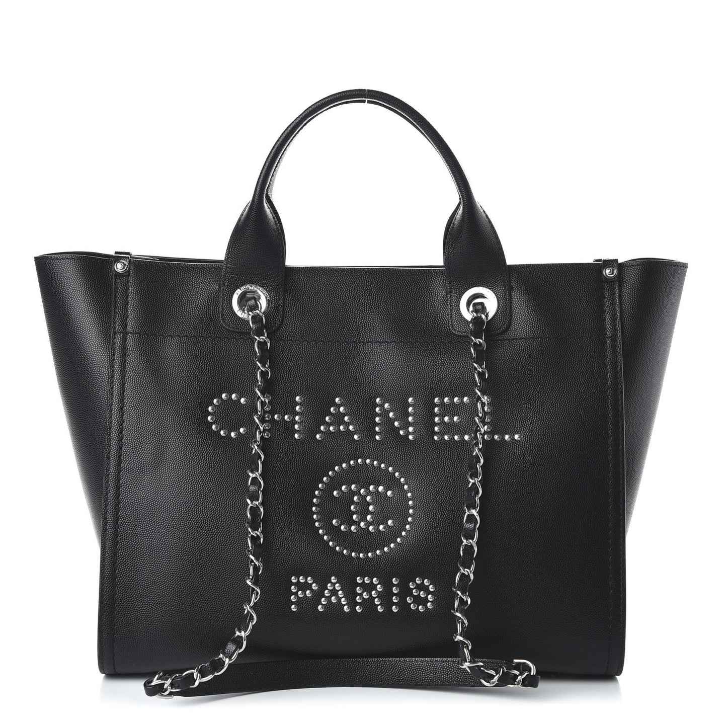 Caviar Small Studded Deauville Tote Black