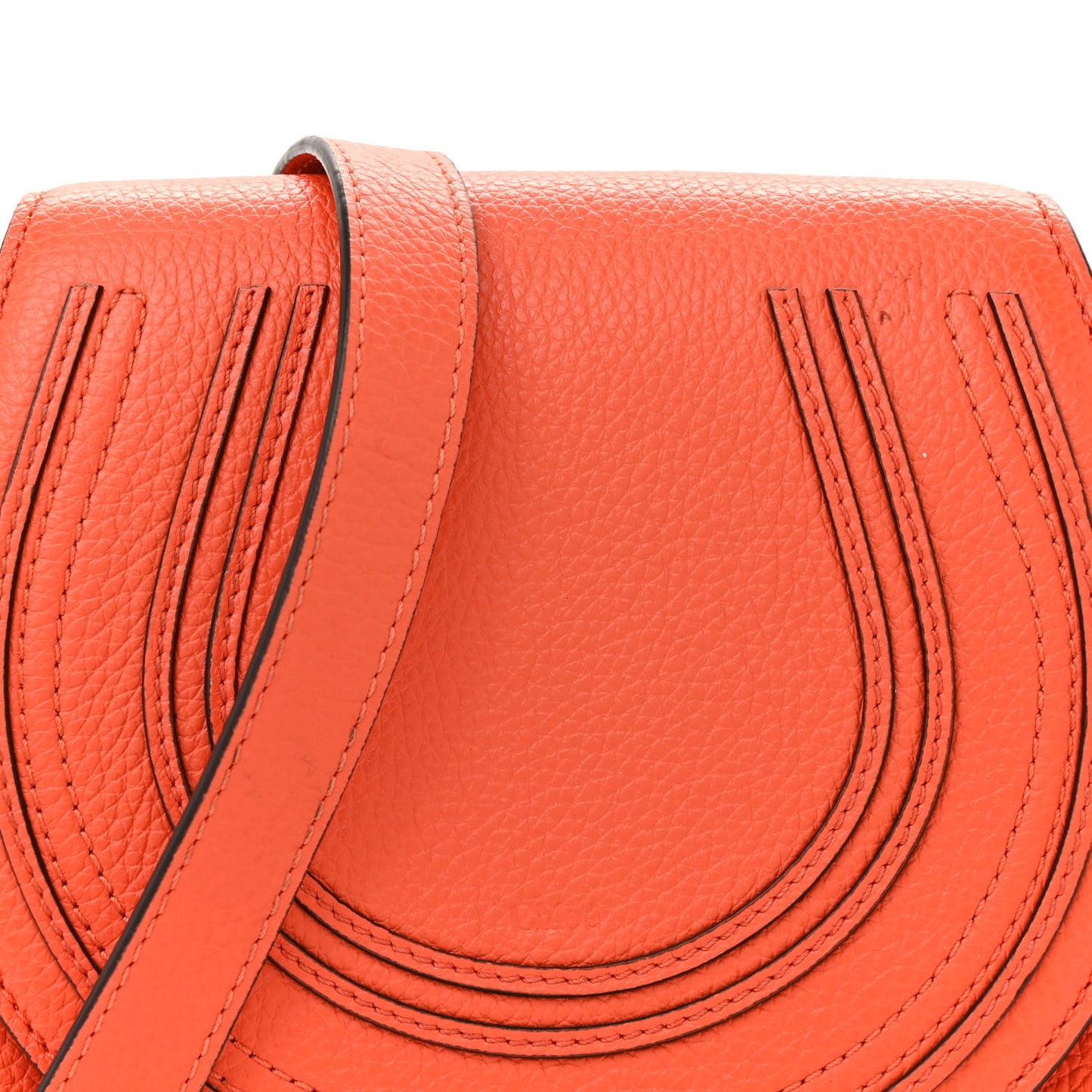 Grained Calfskin Small Marcie Saddle Bag Rusted Orange