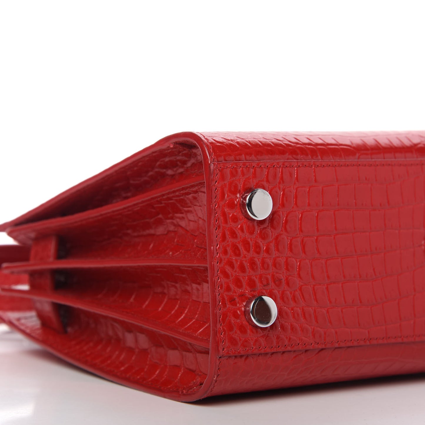 Calfskin Crocodile Embossed Nano Sac De Jour Red
