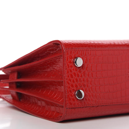 Saint Laurent Calfskin Crocodile Embossed Nano Sac De Jour Red 6 of 11