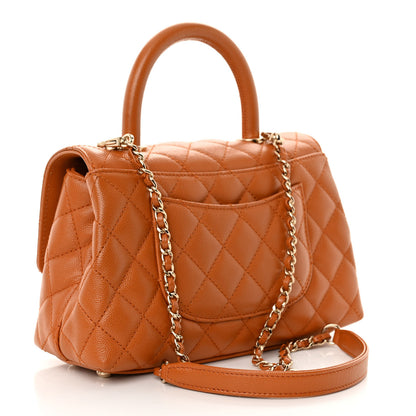 Chanel Caviar Quilted Mini Coco Handle Flap Light Brown 3 of 10