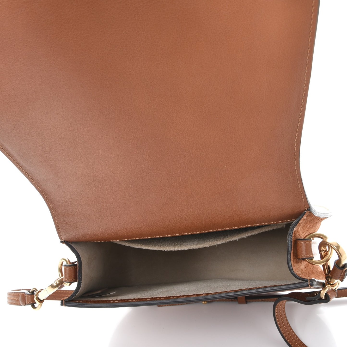 Calfskin Suede Medium Nile Bracelet Bag Caramel