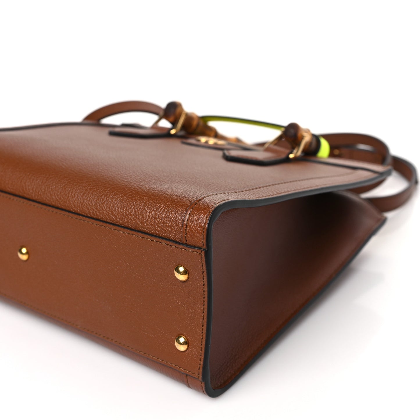Wonka Grain Calfskin Small Diana Tote Bag Cuir Yellow Fluo