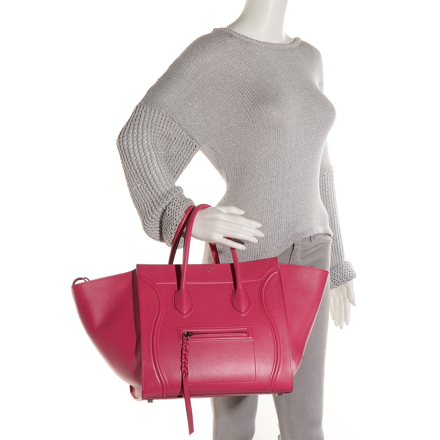 Celine CEINE Grained Calfskin Medium Phantom Luggage Fuchsia 2 of 9