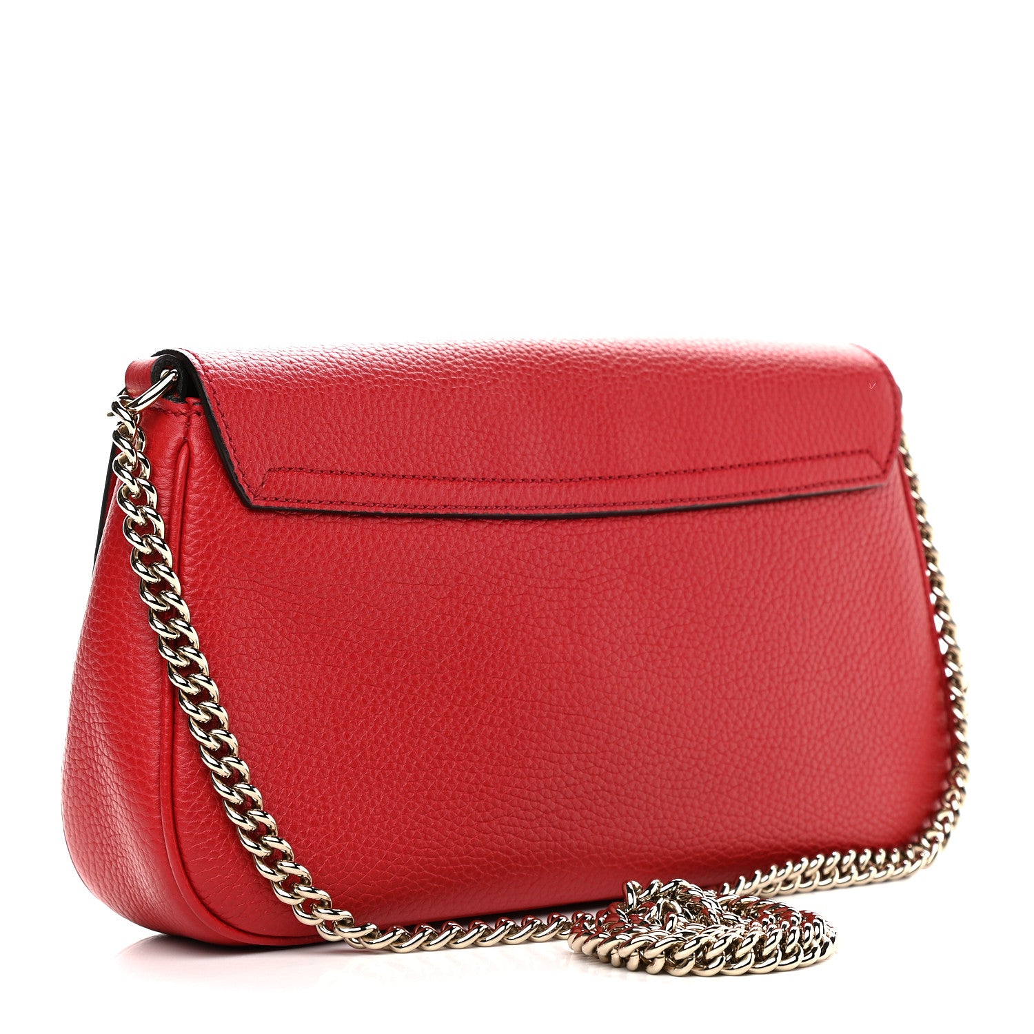 Gucci Pebbled Calfskin Medium Soho Flap Crossbody Vibrant Red 2 of 9