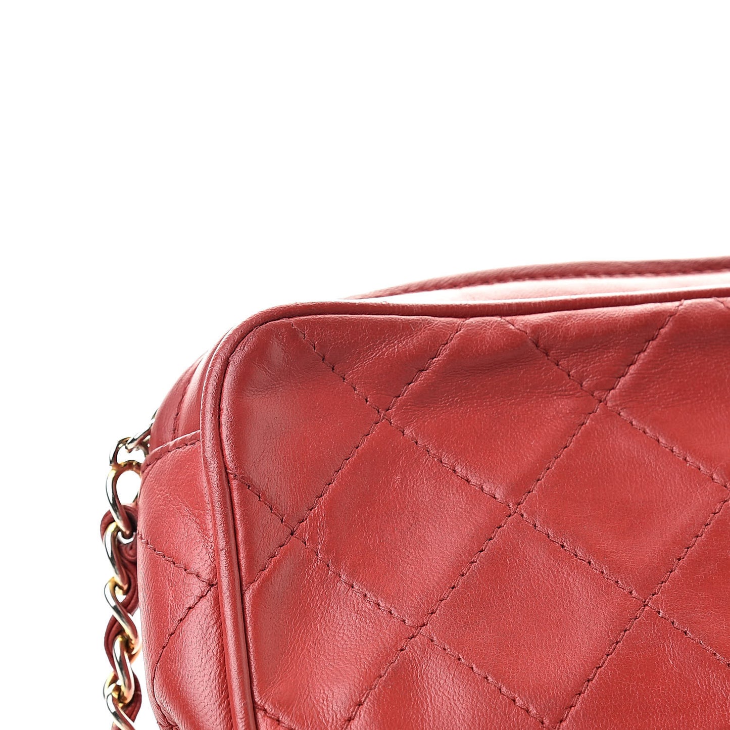 Lambskin Quilted Tassel Pouch Red