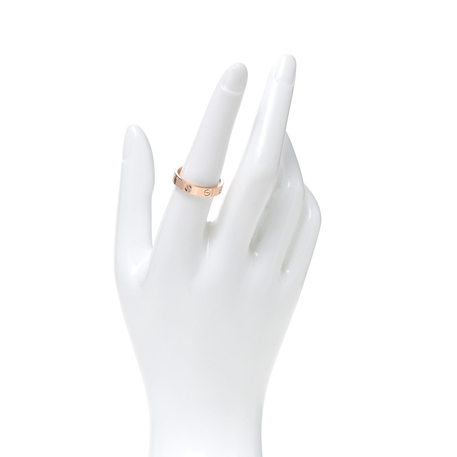 Cartier 18K Pink Gold Diamond 4mm LOVE Wedding Band Ring 56 7.5 2 of 4