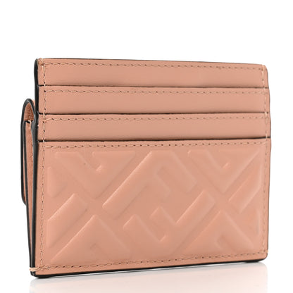 Fendi Nappa Matisse FF Diagonal Embossed Fold Over Card Holder Wallet Baby Pink 3 of 8