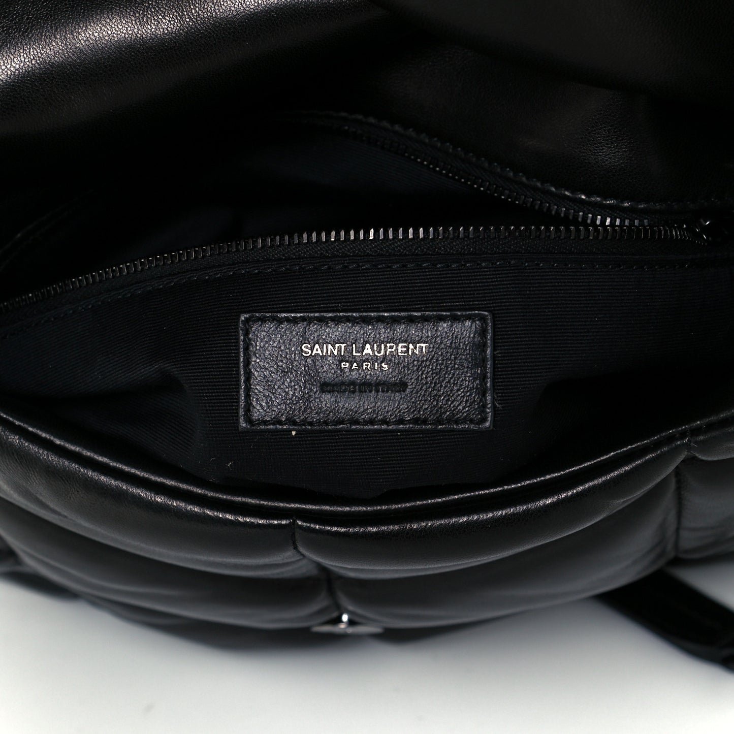 Lambskin Quilted Medium Loulou Puffer Monogram Chain Satchel Black