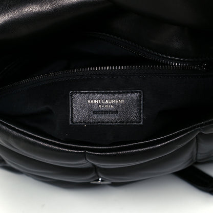 Saint Laurent Lambskin Quilted Medium Loulou Puffer Monogram Chain Satchel Black 6 of 11