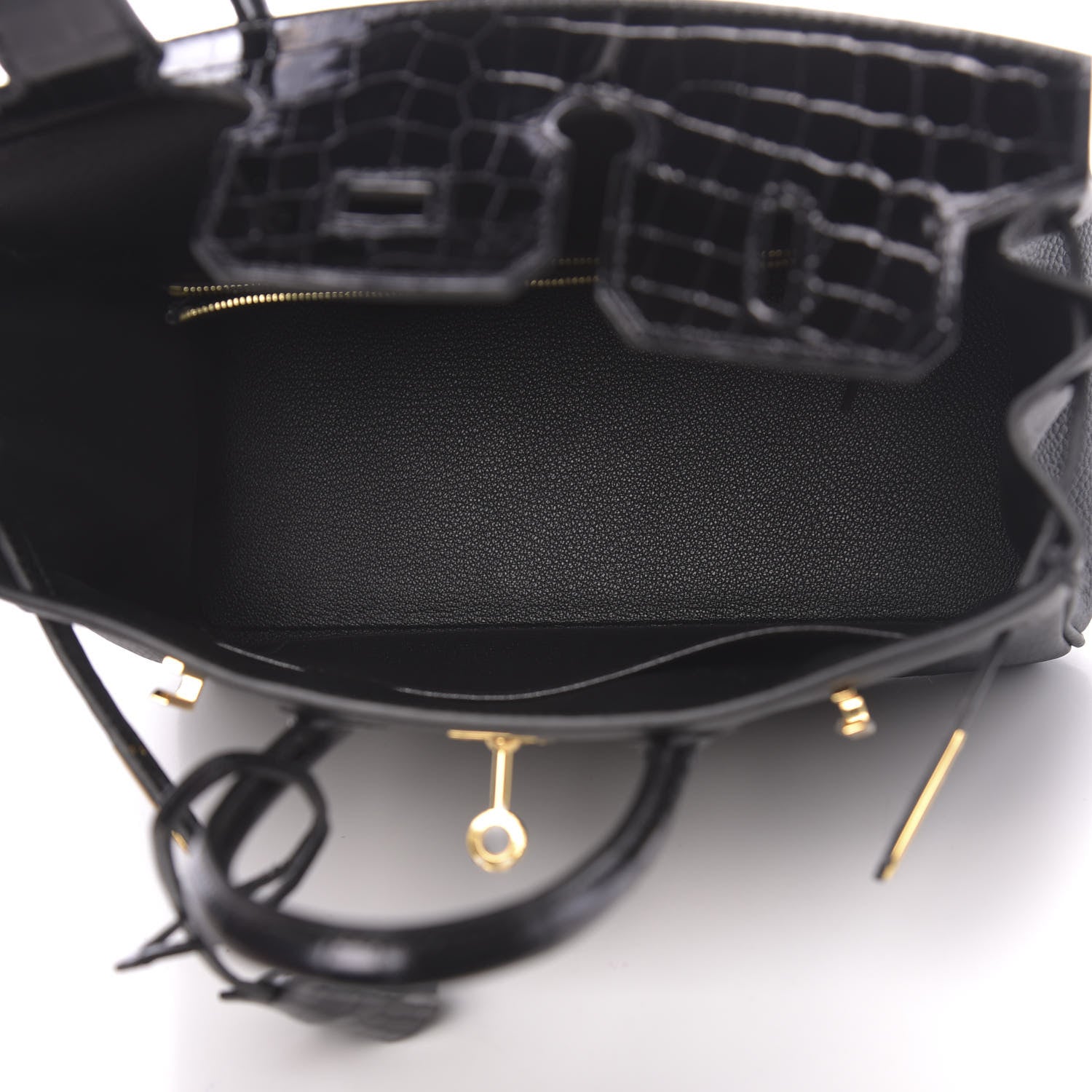 Hermes Togo Shiny Niloticus Crocodile Birkin Touch 25 Black 7 of 38