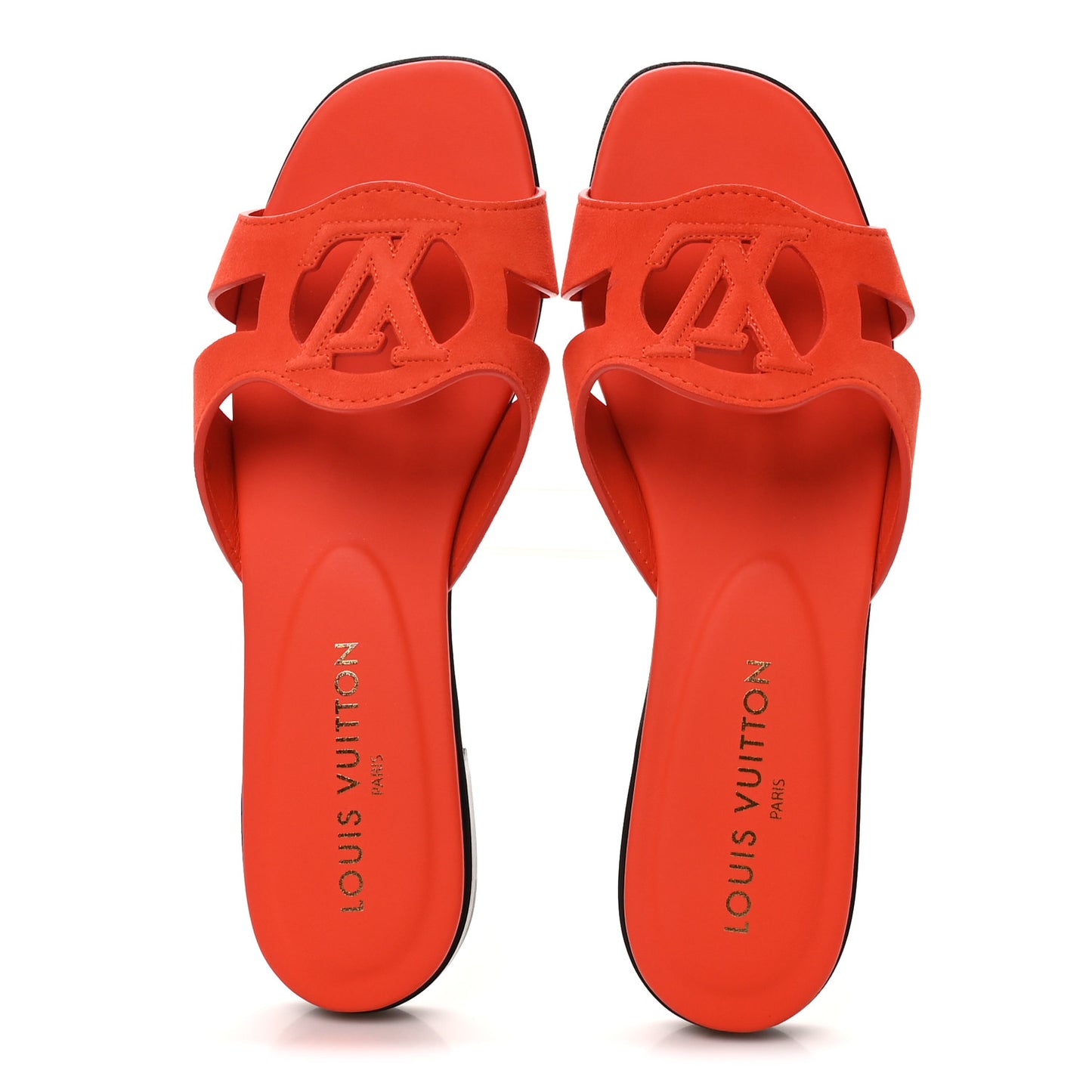 Suede Goatskin LV Isola Flat Sandals 40 Orange