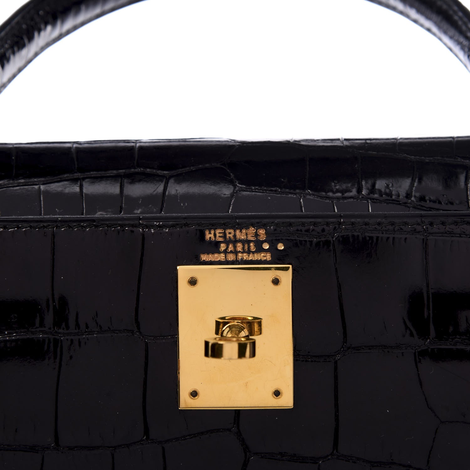 Hermes Shiny Niloticus Crocodile Kelly Sellier 28 Black 5 of 8