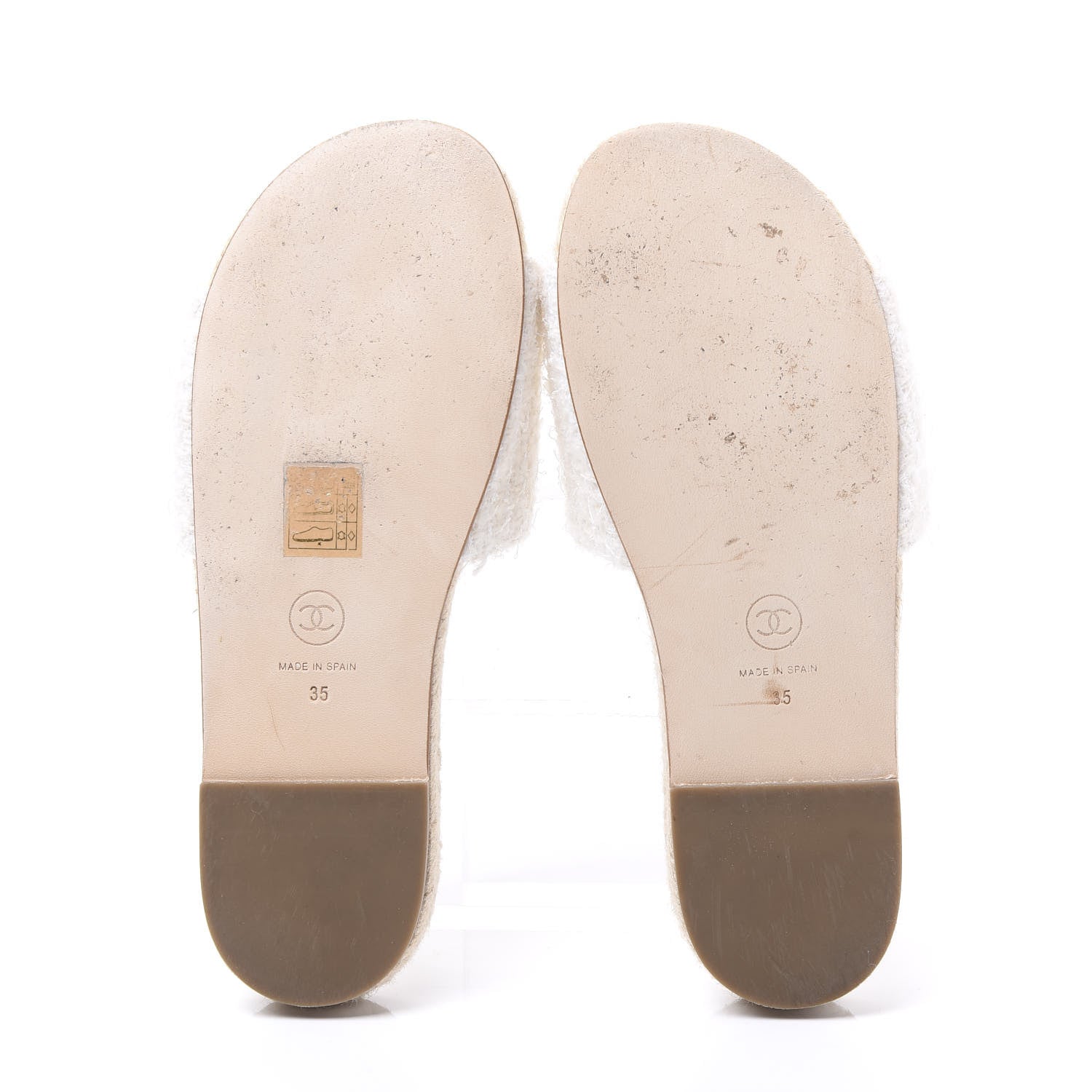 Chanel Tweed Grosgrain CC Mule Slide 35 White Black 5 of 10