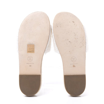 Chanel Tweed Grosgrain CC Mule Slide 35 White Black 5 of 10